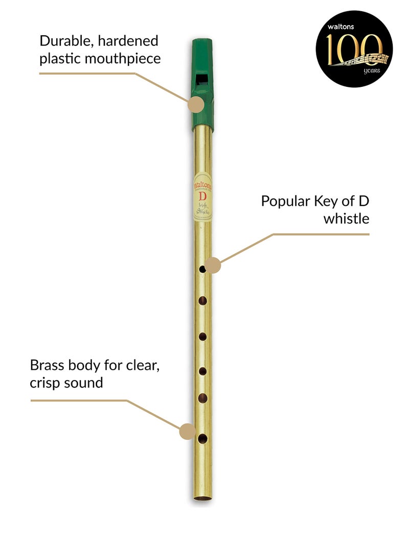 Waltons Irish Tin Whistle Key of D | Walton's Penny Whistle Ireland Classical Celtic Folk Brass Instrument | Easy-to-learn, perfect for Beginners - Image 2